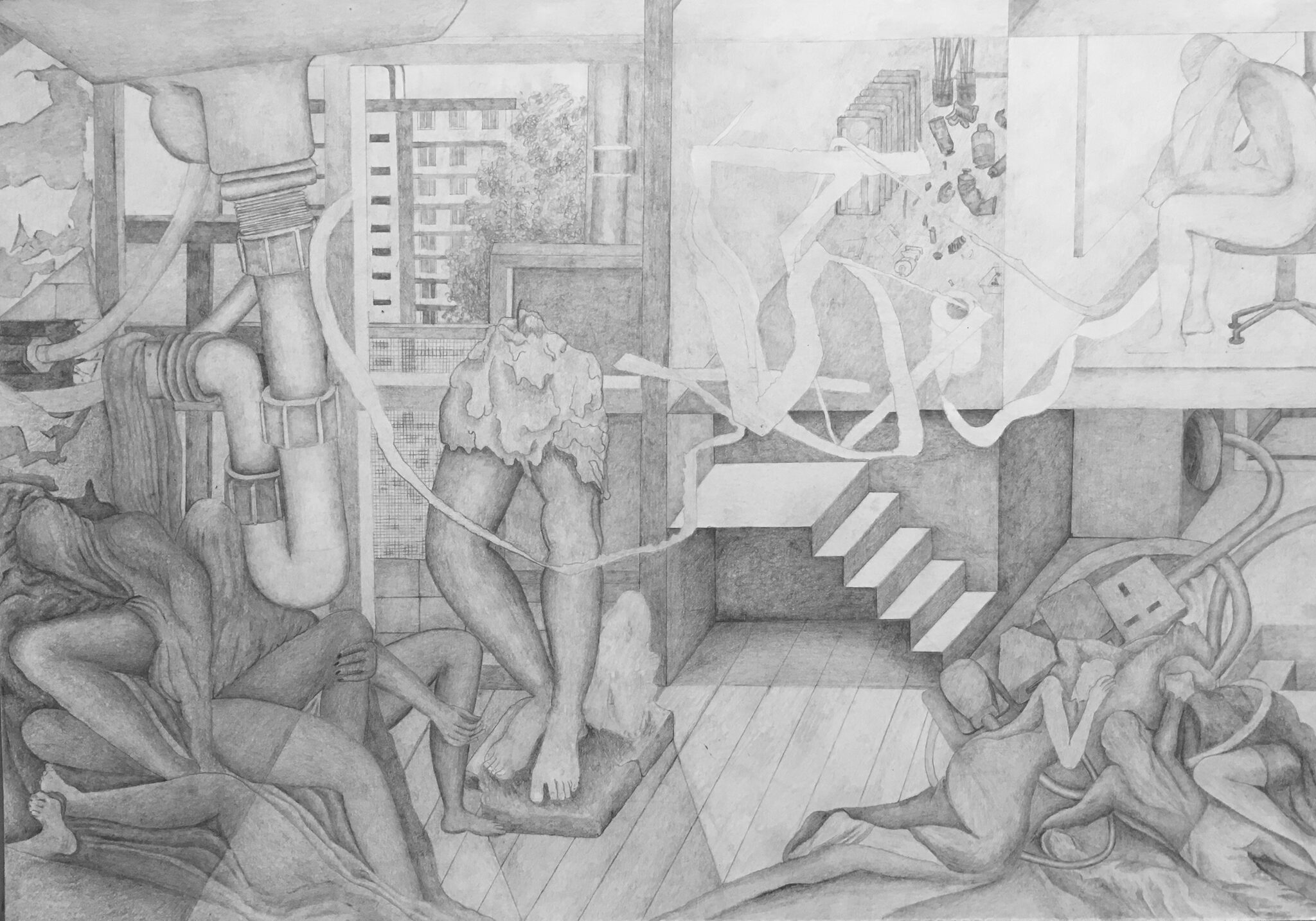 Renovation, graphite on paper, 30x42cm, 2016